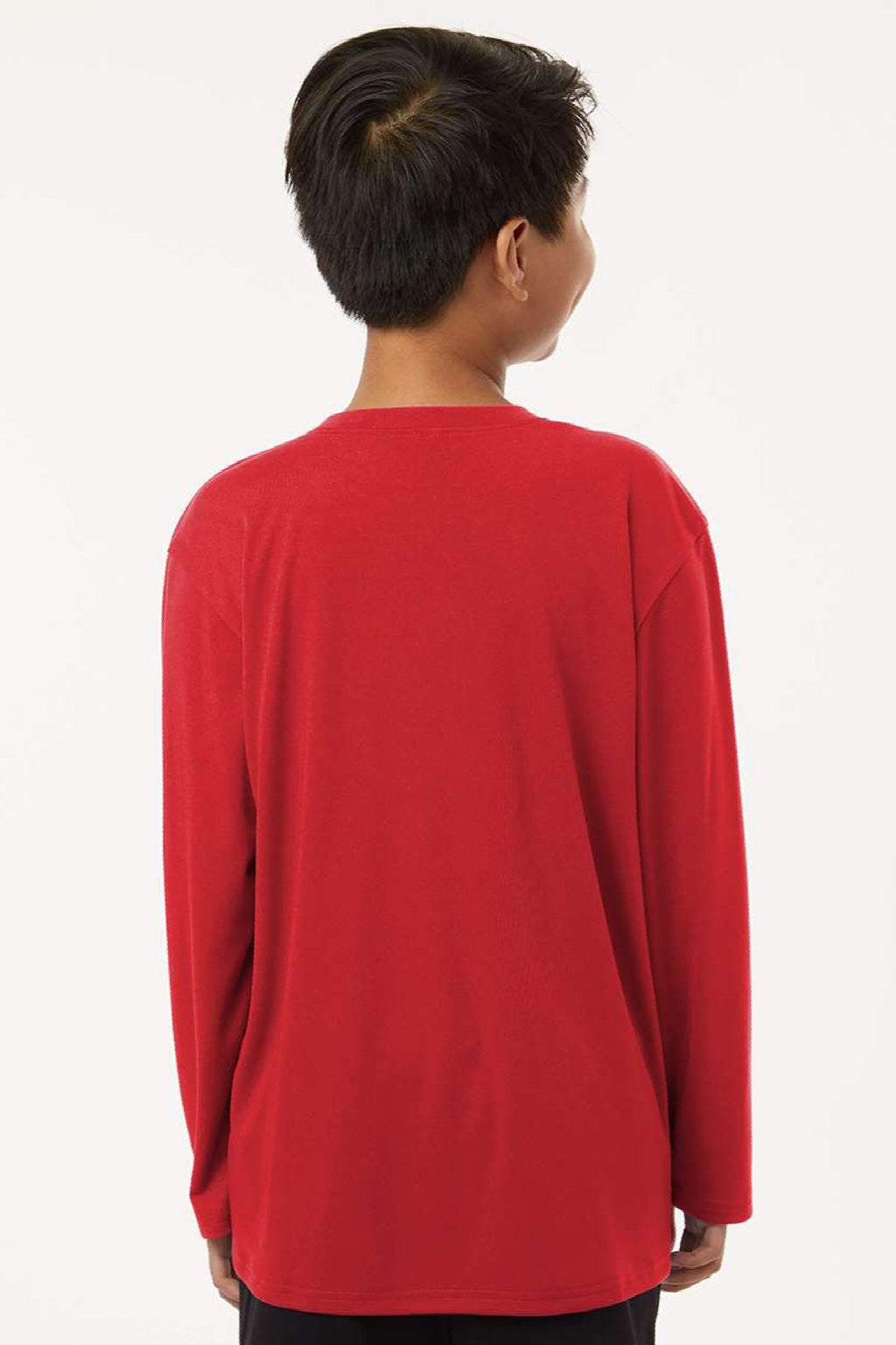 AllPro 48400Y Youth Pro Lock Performance Long Sleeve Crewneck T-Shirt Red Model Back