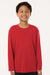 AllPro 48400Y Youth Pro Lock Performance Long Sleeve Crewneck T-Shirt Red Model Front