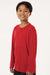AllPro 48400Y Youth Pro Lock Performance Long Sleeve Crewneck T-Shirt Red Model Side