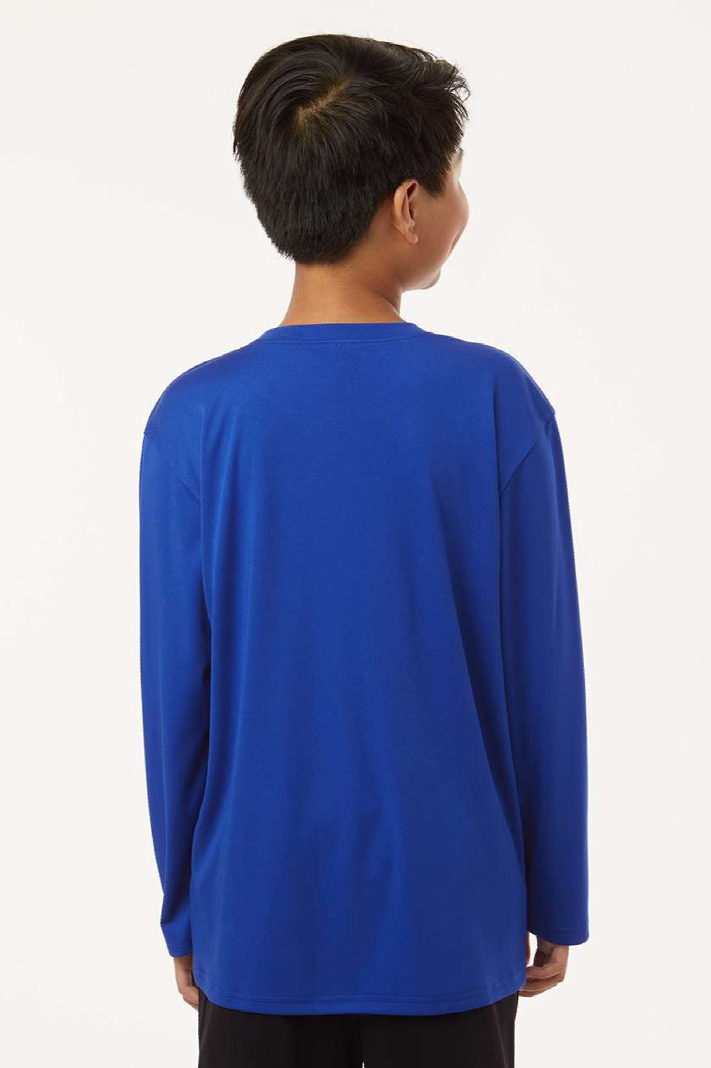 AllPro 48400Y Youth Pro Lock Performance Long Sleeve Crewneck T-Shirt Royal Blue Model Back