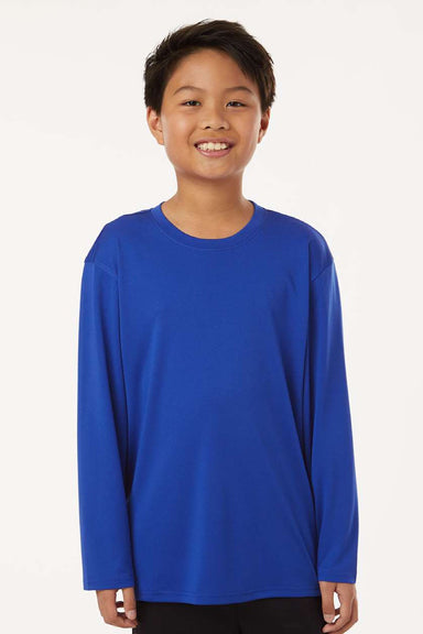 AllPro 48400Y Youth Pro Lock Performance Long Sleeve Crewneck T-Shirt Royal Blue Model Front