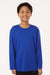 AllPro 48400Y Youth Pro Lock Performance Long Sleeve Crewneck T-Shirt Royal Blue Model Front