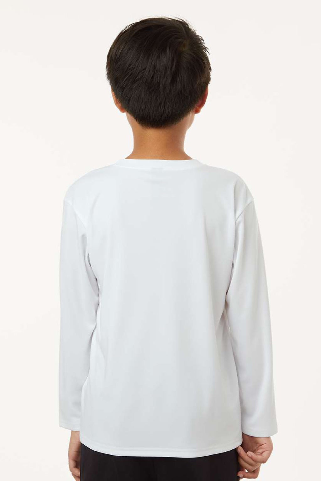 AllPro 48400Y Youth Pro Lock Performance Long Sleeve Crewneck T-Shirt White Model Back