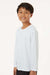 AllPro 48400Y Youth Pro Lock Performance Long Sleeve Crewneck T-Shirt White Model Side