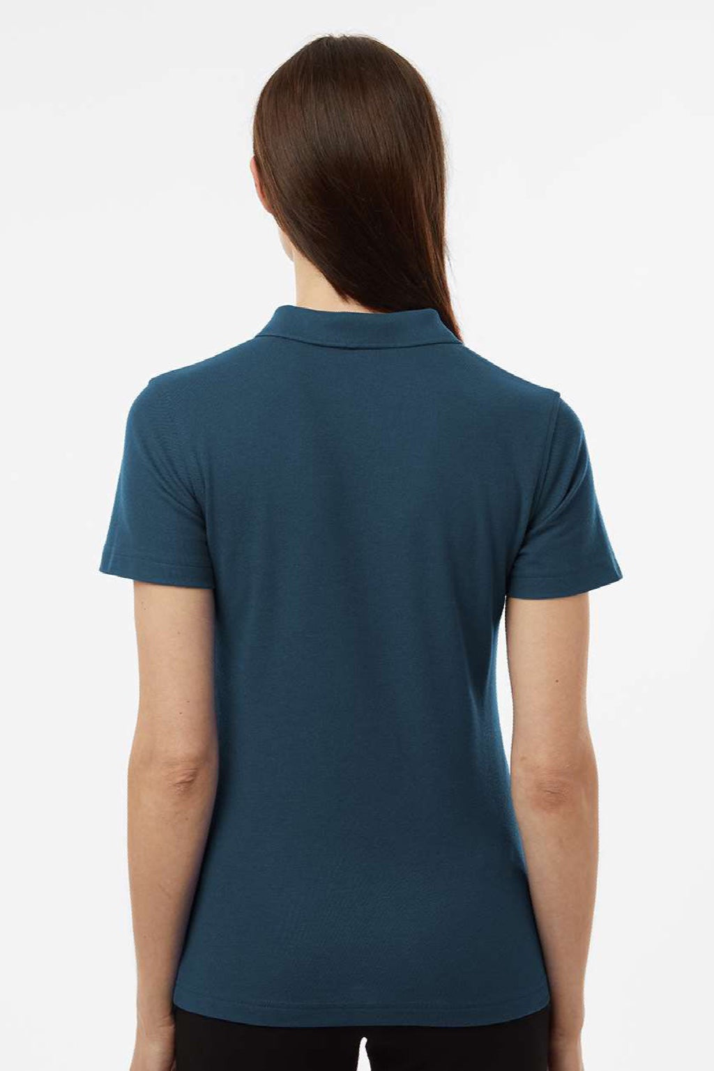 AllPro 62800L Womens Pique Short Sleeve Polo Shirt Atlantic Blue Model Back
