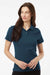 AllPro 62800L Womens Pique Short Sleeve Polo Shirt Atlantic Blue Model Front