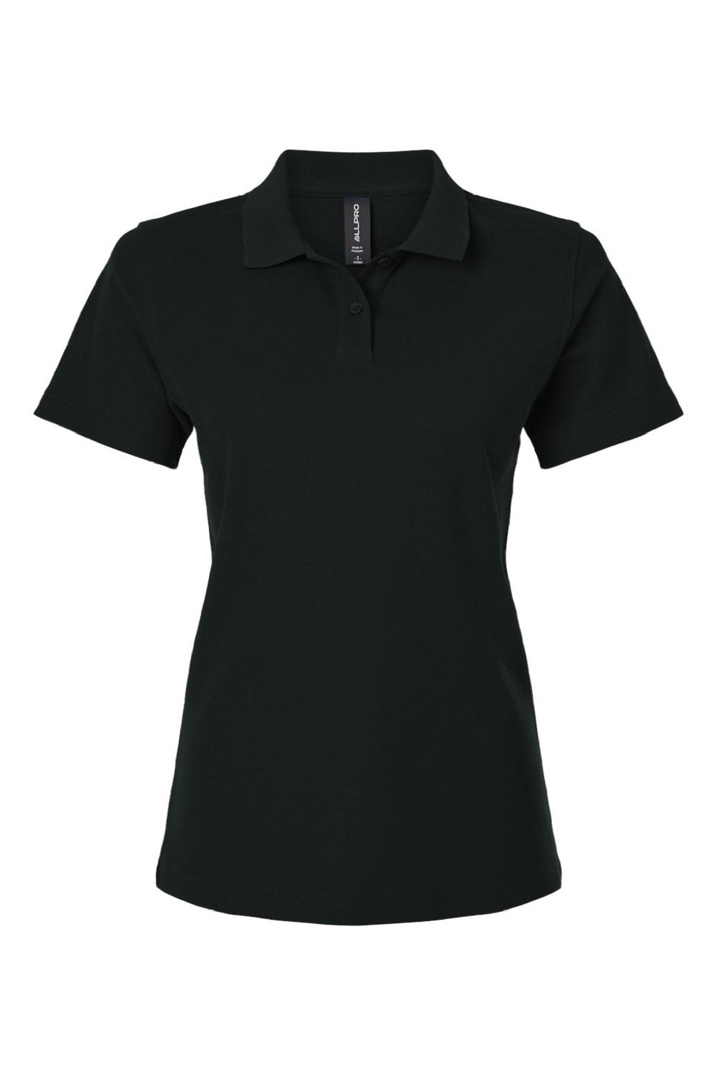 AllPro 62800L Womens Pique Short Sleeve Polo Shirt Black Flat Front