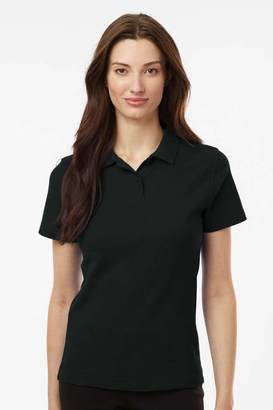 AllPro 62800L Womens Pique Short Sleeve Polo Shirt Black Model Front