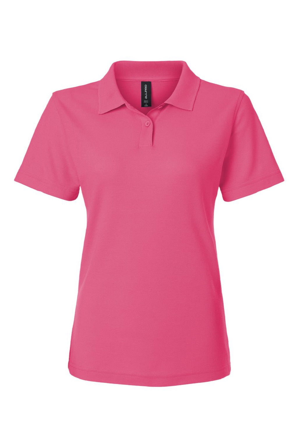 AllPro 62800L Womens Pique Short Sleeve Polo Shirt Bright Pink Flat Front