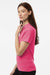 AllPro 62800L Womens Pique Short Sleeve Polo Shirt Bright Pink Model Side
