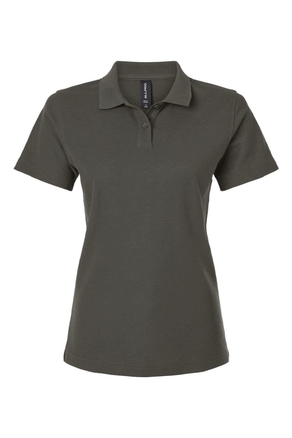 AllPro 62800L Womens Pique Short Sleeve Polo Shirt Charcoal Grey Flat Front