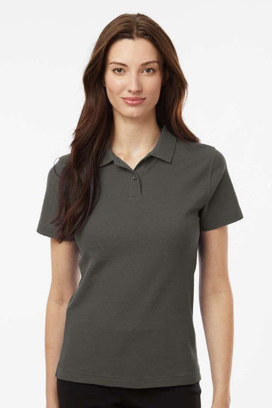 AllPro 62800L Womens Pique Short Sleeve Polo Shirt Charcoal Grey Model Front