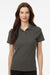AllPro 62800L Womens Pique Short Sleeve Polo Shirt Charcoal Grey Model Front