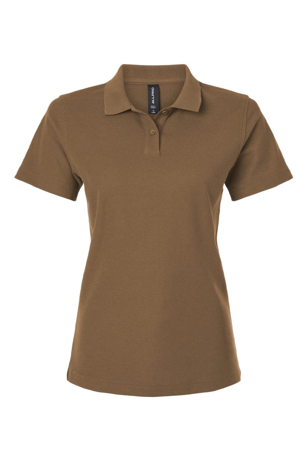 AllPro 62800L Womens Pique Short Sleeve Polo Shirt Cigar Brown Flat Front