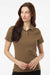 AllPro 62800L Womens Pique Short Sleeve Polo Shirt Cigar Brown Model Front