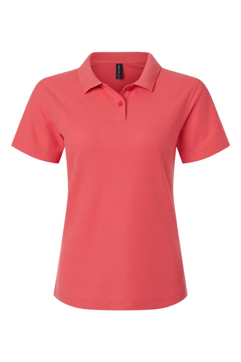AllPro 62800L Womens Pique Short Sleeve Polo Shirt Coral Flat Front