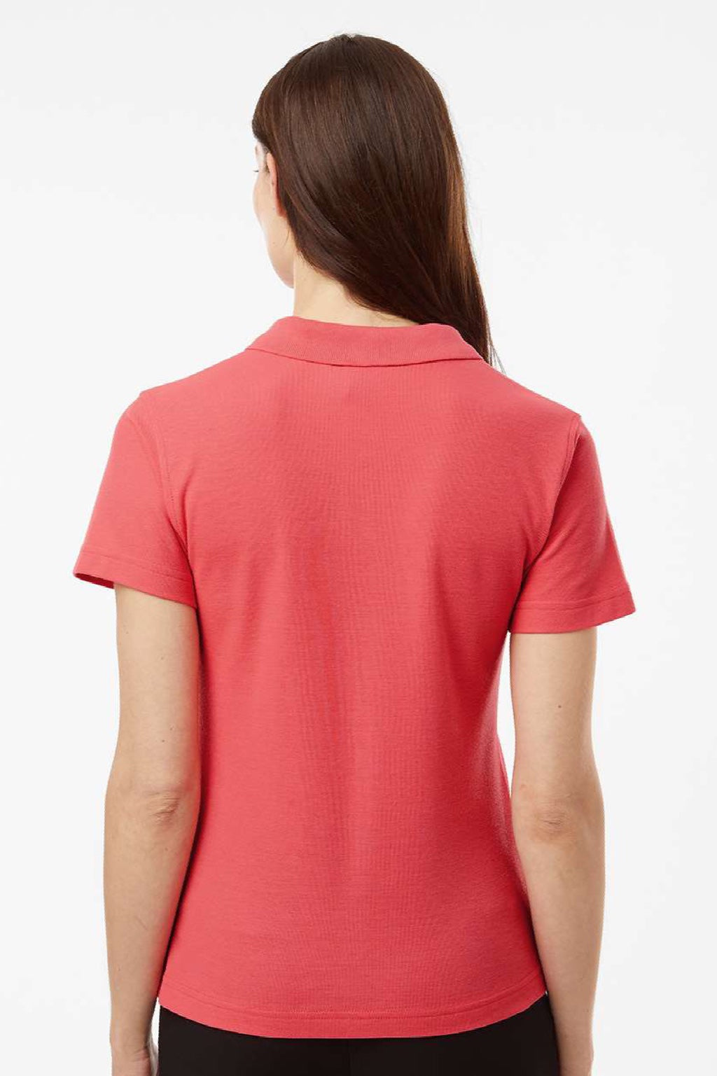 AllPro 62800L Womens Pique Short Sleeve Polo Shirt Coral Model Back