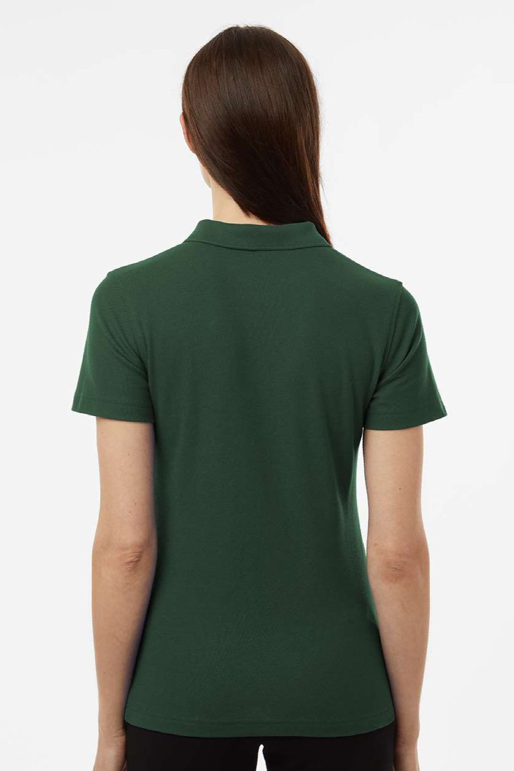 AllPro 62800L Womens Pique Short Sleeve Polo Shirt Forest Green Model Back