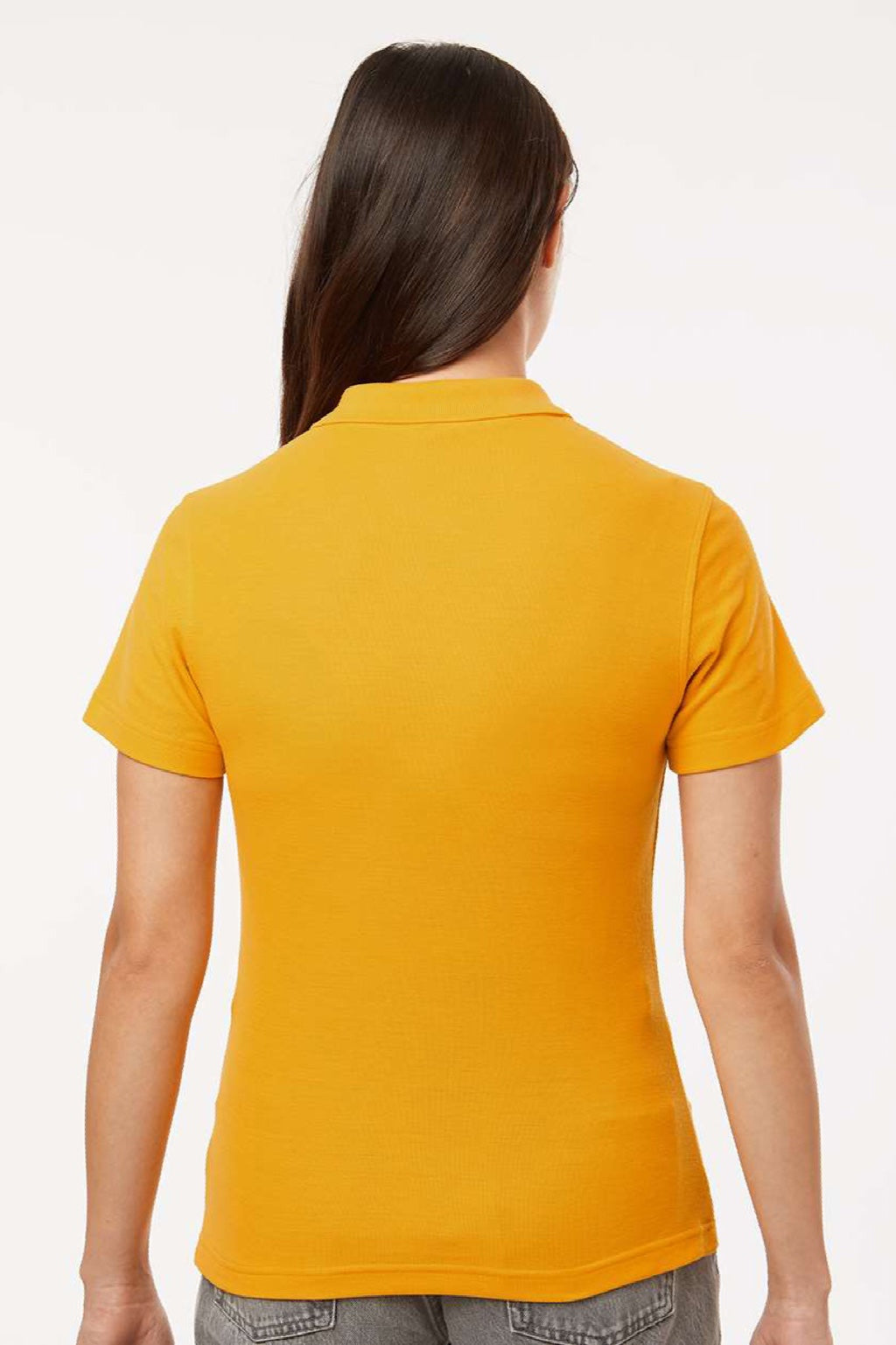 AllPro 62800L Womens Pique Short Sleeve Polo Shirt Gold Model Back