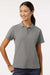 AllPro 62800L Womens Pique Short Sleeve Polo Shirt Heather Granite Grey Model Front