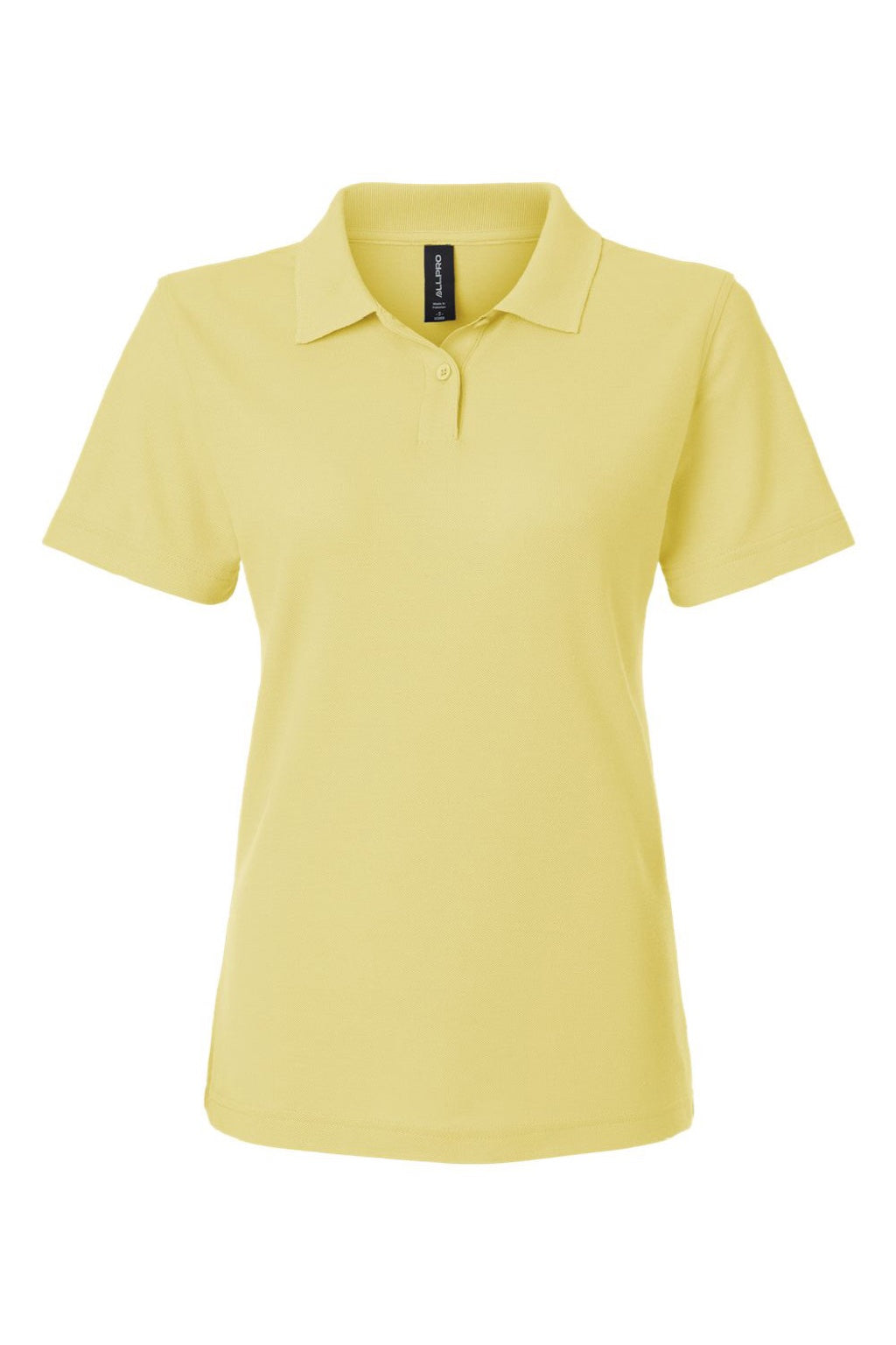 AllPro 62800L Womens Pique Short Sleeve Polo Shirt Light Yellow Flat Front