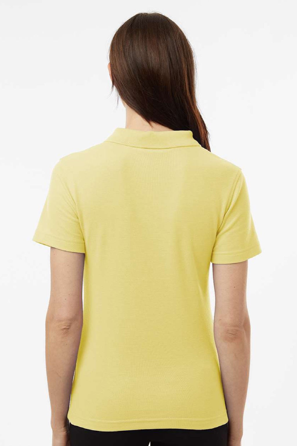 AllPro 62800L Womens Pique Short Sleeve Polo Shirt Light Yellow Model Back