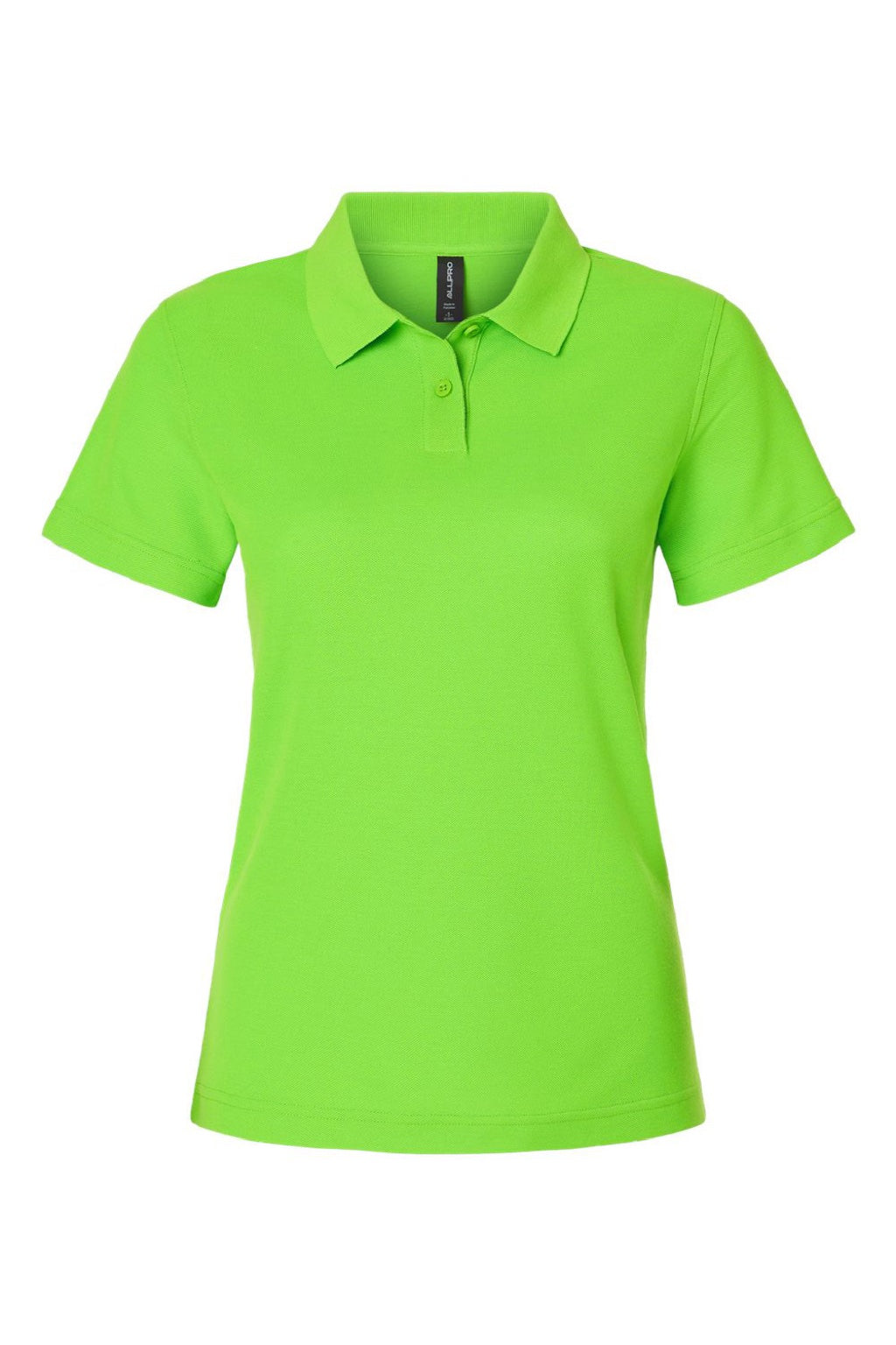 AllPro 62800L Womens Pique Short Sleeve Polo Shirt Lime Green Flat Front