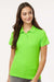 AllPro 62800L Womens Pique Short Sleeve Polo Shirt Lime Green Model Front