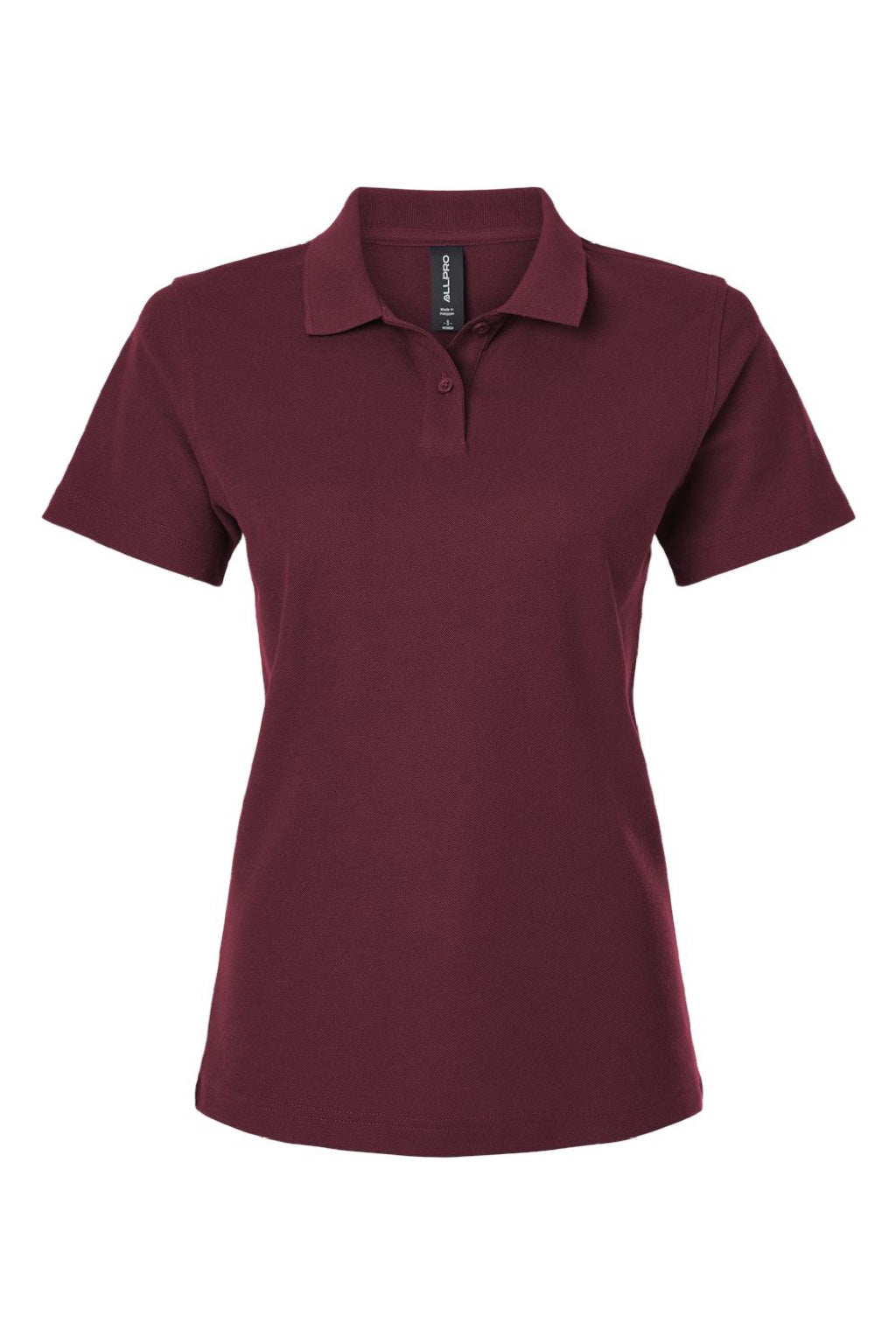 AllPro 62800L Womens Pique Short Sleeve Polo Shirt Maroon Flat Front