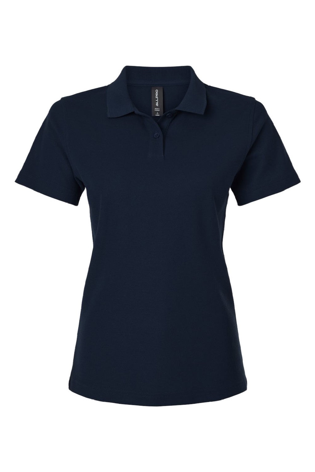 AllPro 62800L Womens Pique Short Sleeve Polo Shirt Navy Blue Flat Front