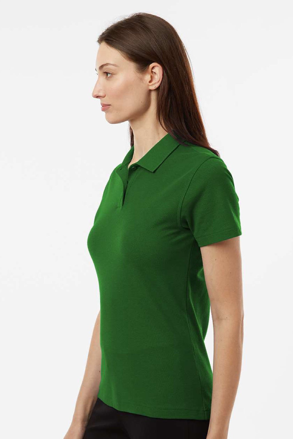 AllPro 62800L Womens Pique Short Sleeve Polo Shirt Olive Green Model Side
