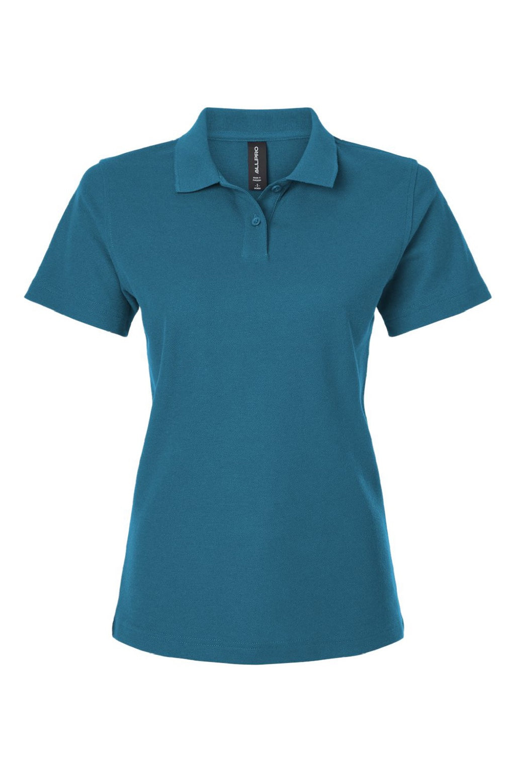 AllPro 62800L Womens Pique Short Sleeve Polo Shirt Pacific Blue Flat Front