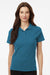 AllPro 62800L Womens Pique Short Sleeve Polo Shirt Pacific Blue Model Front