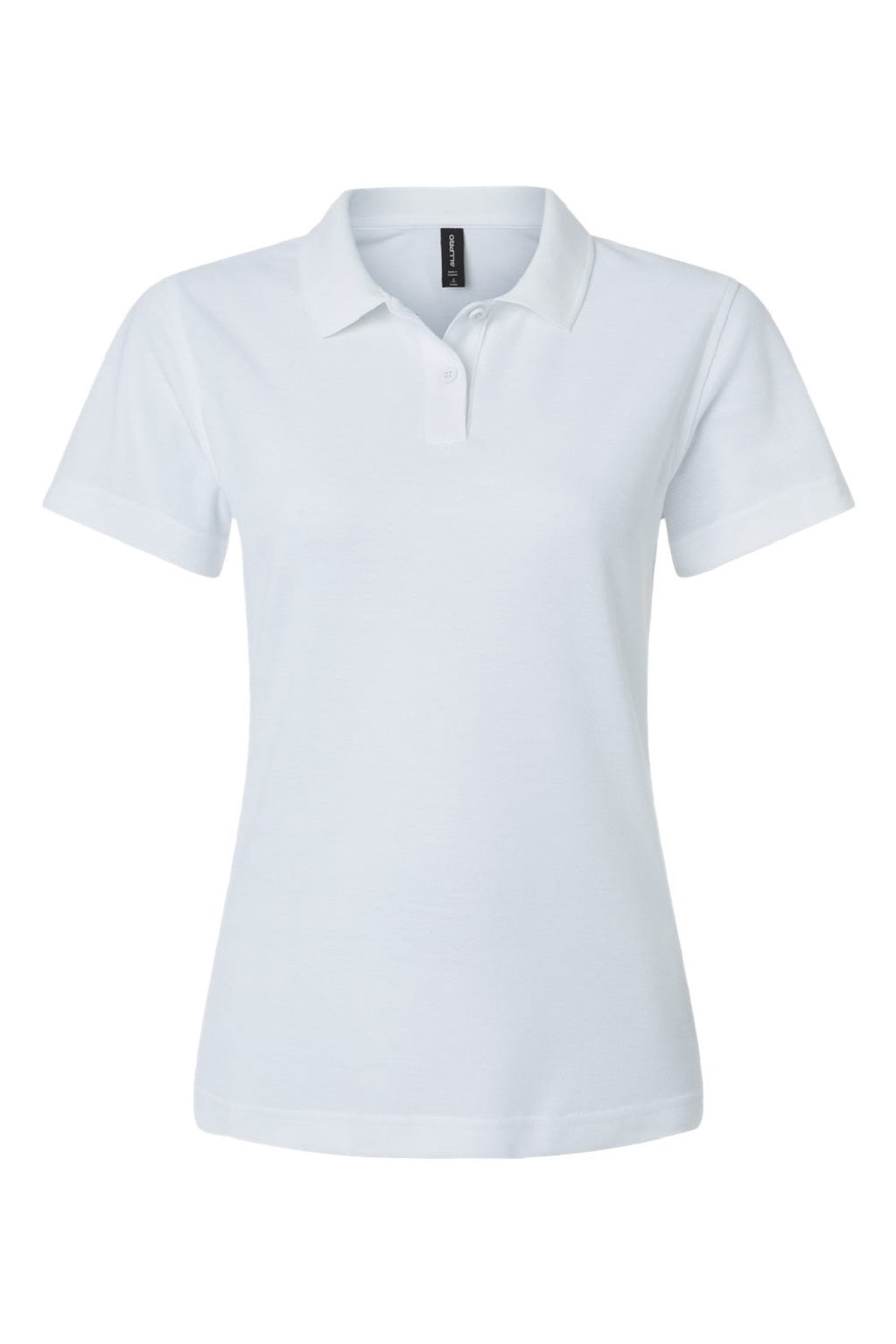 AllPro 62800L Womens Pique Short Sleeve Polo Shirt White Flat Front