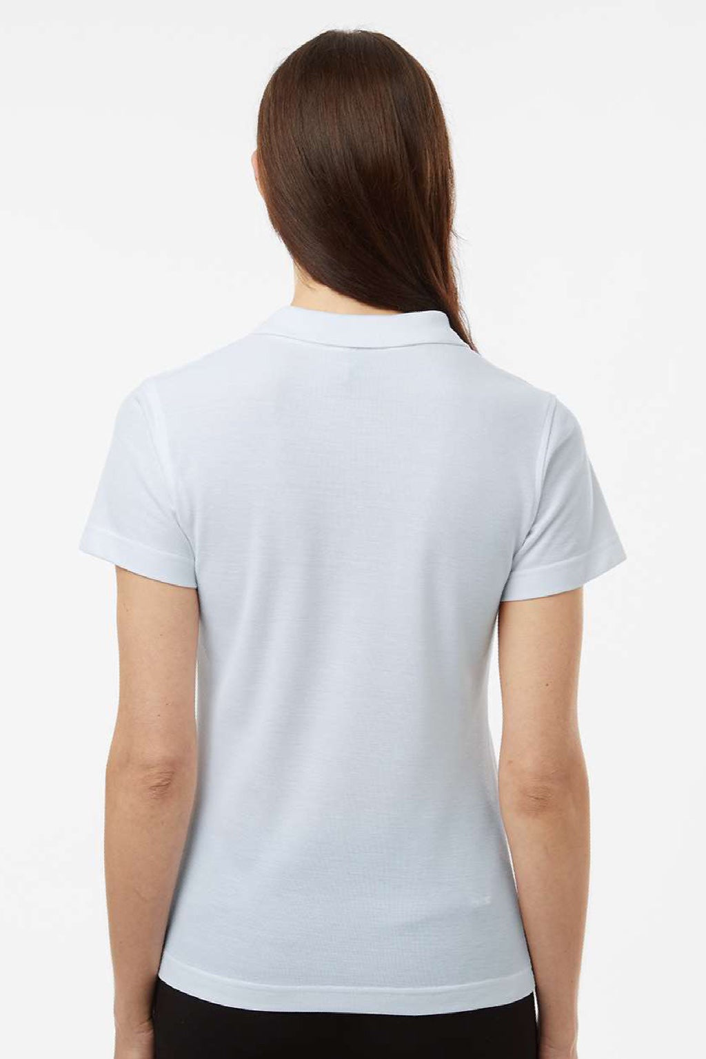 AllPro 62800L Womens Pique Short Sleeve Polo Shirt White Model Back