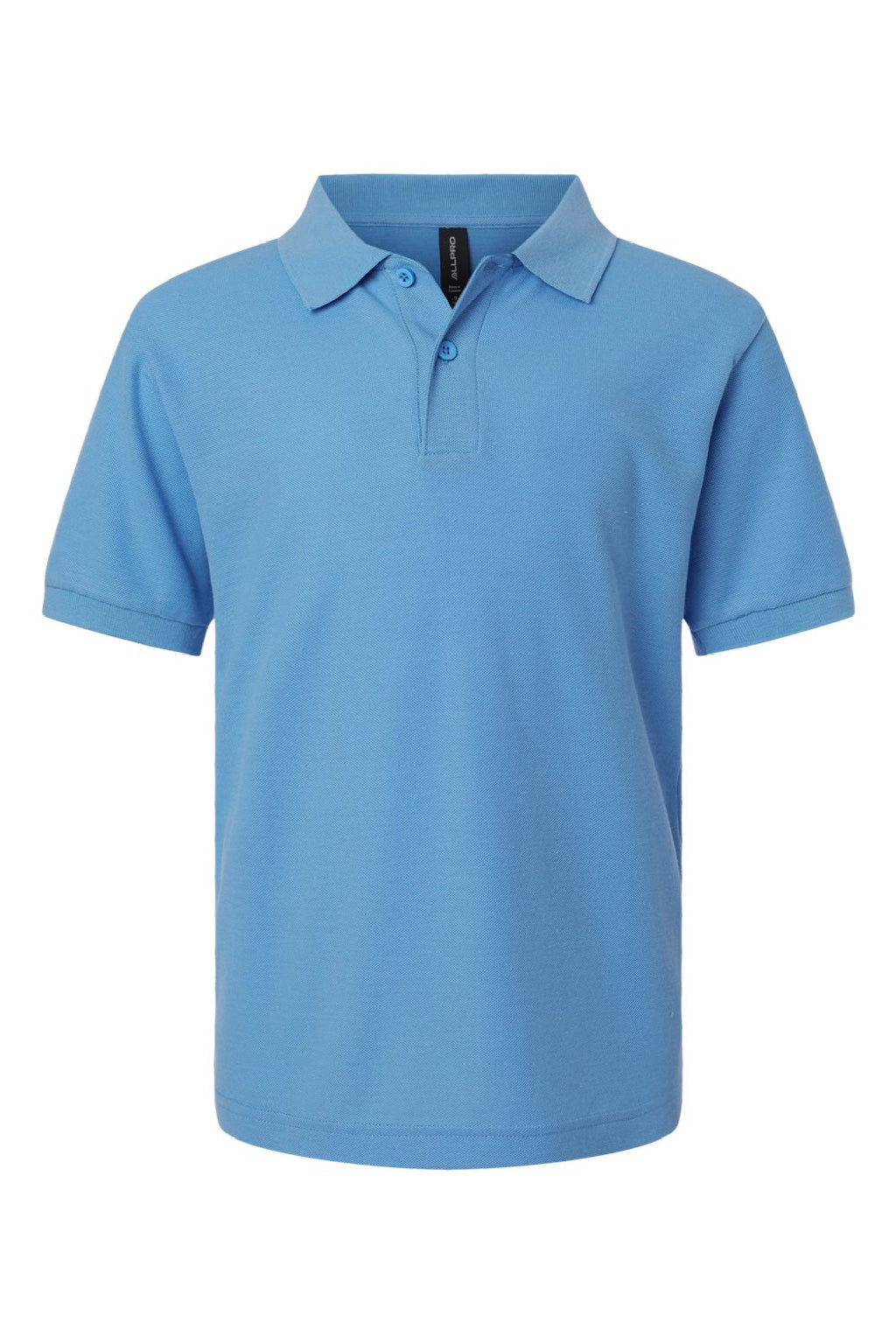 AllPro 62800Y Youth Pique Short Sleeve Polo Shirt Carolina Blue Flat Front