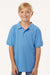 AllPro 62800Y Youth Pique Short Sleeve Polo Shirt Carolina Blue Model Front