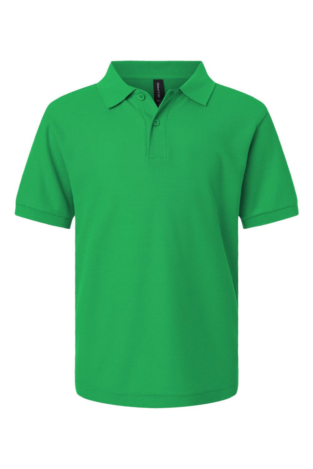 AllPro 62800Y Youth Pique Short Sleeve Polo Shirt Kelly Green Flat Front