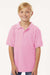 AllPro 62800Y Youth Pique Short Sleeve Polo Shirt Light Pink Model Front