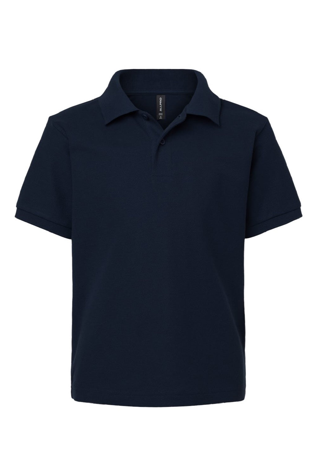 AllPro 62800Y Youth Pique Short Sleeve Polo Shirt Navy Blue Flat Front