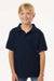 AllPro 62800Y Youth Pique Short Sleeve Polo Shirt Navy Blue Model Front