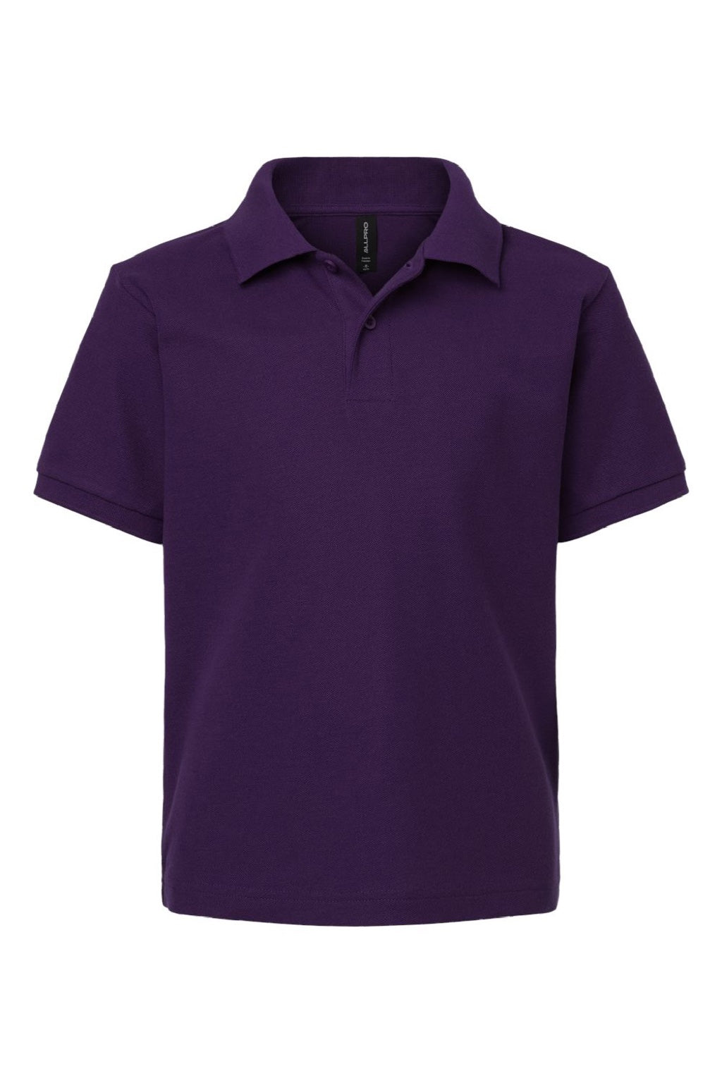 AllPro 62800Y Youth Pique Short Sleeve Polo Shirt Purple Flat Front