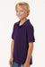 AllPro 62800Y Youth Pique Short Sleeve Polo Shirt Purple Model Side