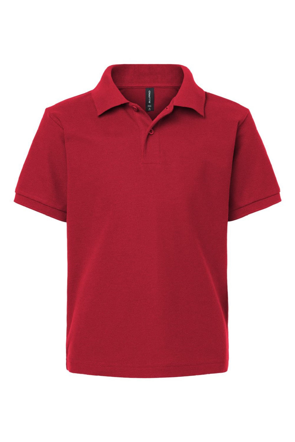 AllPro 62800Y Youth Pique Short Sleeve Polo Shirt Red Flat Front