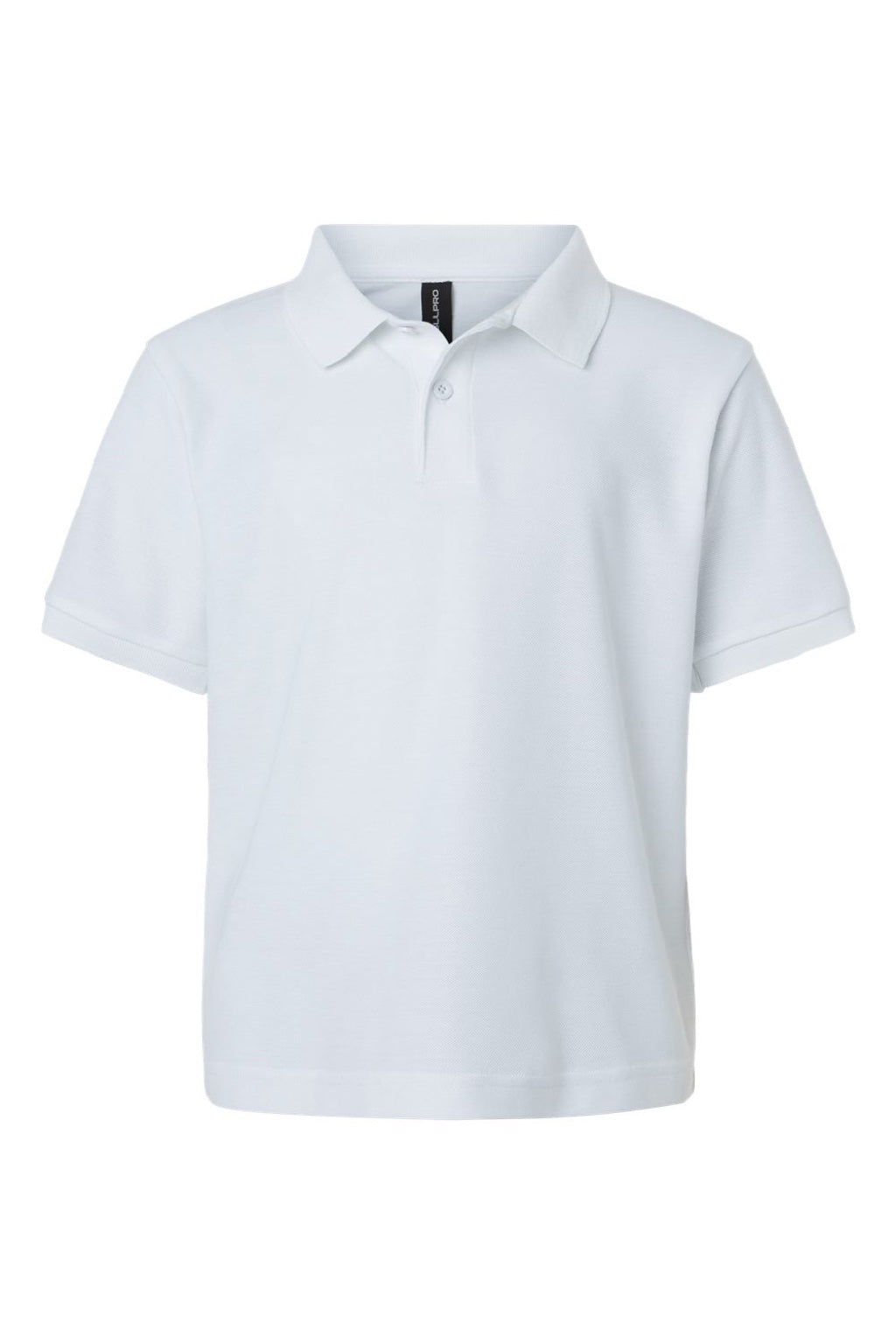 AllPro 62800Y Youth Pique Short Sleeve Polo Shirt White Flat Front