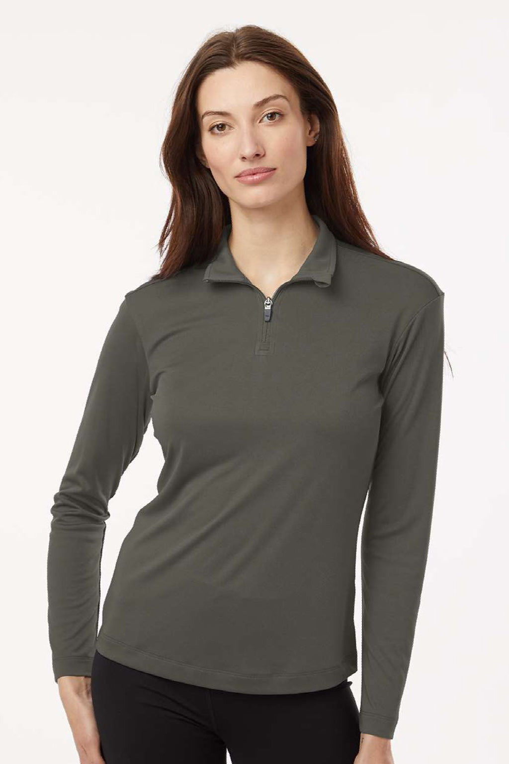AllPro 41870L Womens Pro Lock Performance 1/4 Zip Sweatshirt Charcoal Grey Model Front