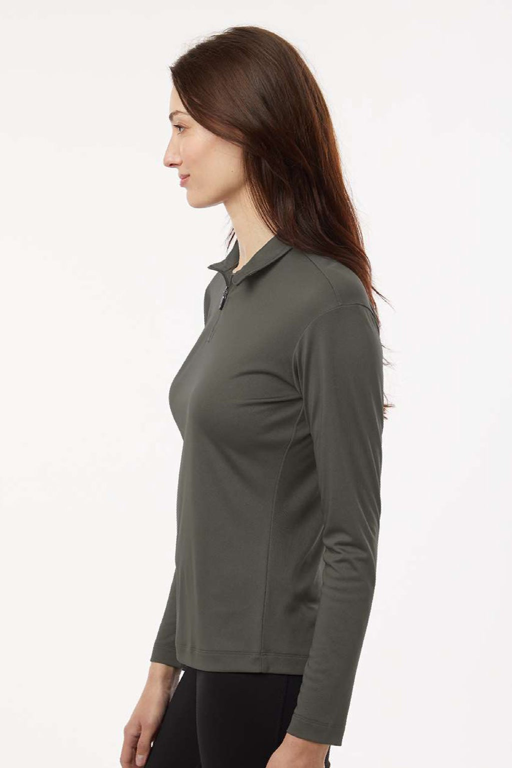 AllPro 41870L Womens Pro Lock Performance 1/4 Zip Sweatshirt Charcoal Grey Model Side