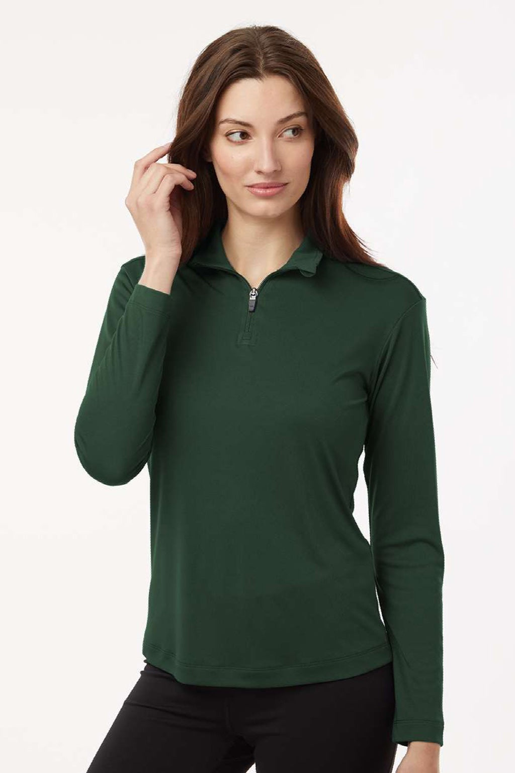 AllPro 41870L Womens Pro Lock Performance 1/4 Zip Sweatshirt Forest Green Model Front