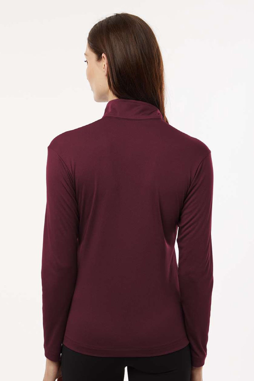AllPro 41870L Womens Pro Lock Performance 1/4 Zip Sweatshirt Maroon Model Back