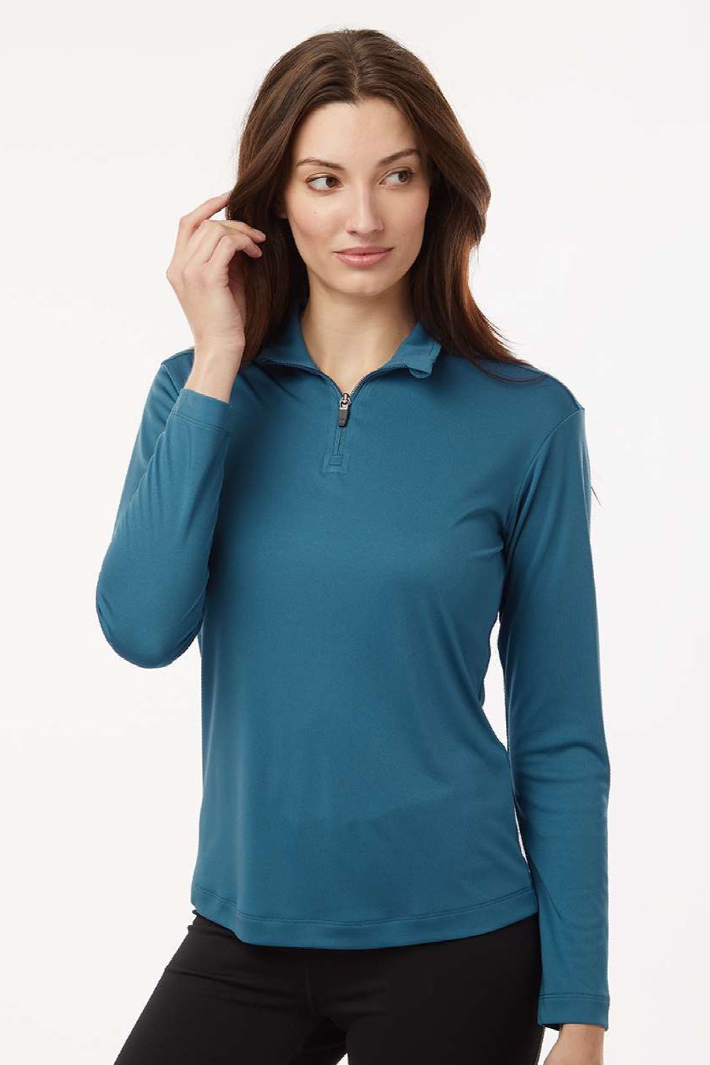 AllPro 41870L Womens Pro Lock Performance 1/4 Zip Sweatshirt Pacific Blue Model Front